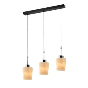 00045 3 Light Pendant Light in Chrome/Black/Glass