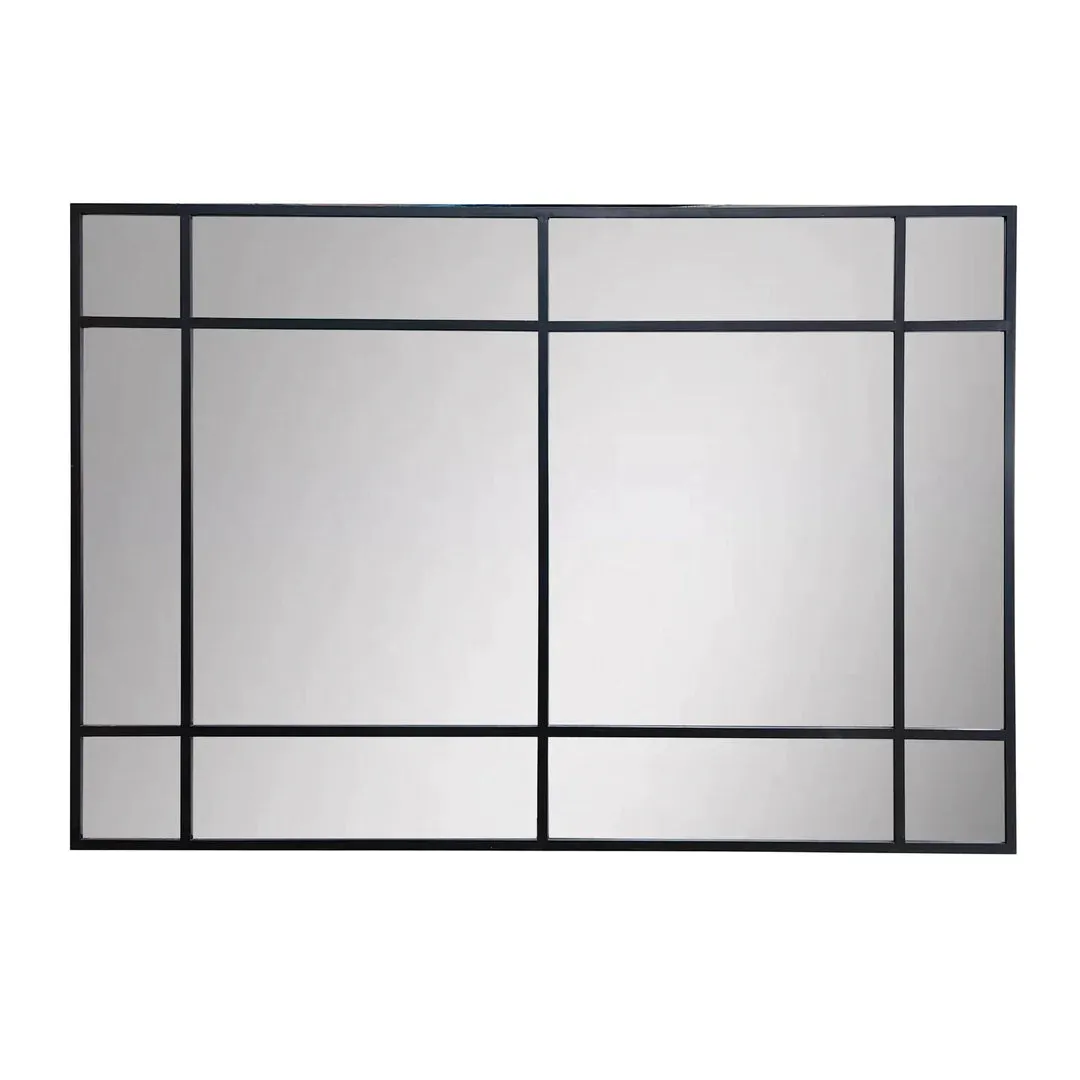 12 Pane Large Black Rectangle Mirror