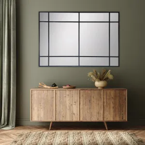 12 Pane Large Black Rectangle Mirror