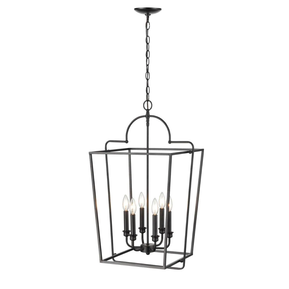 18 in. 6 Lights Pendant Light Black Finish