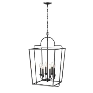 18 in. 6 Lights Pendant Light Black Finish