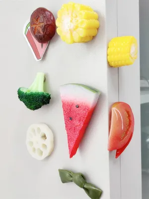 1pc Interesting 3d Fruits & Vegetable Magnetic Refrigerator Sticker SD