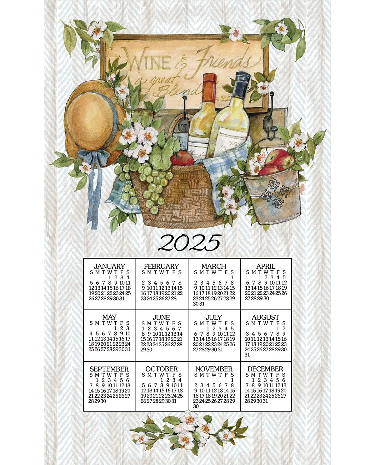 2025 Wine Baskets Towel Display Calendar