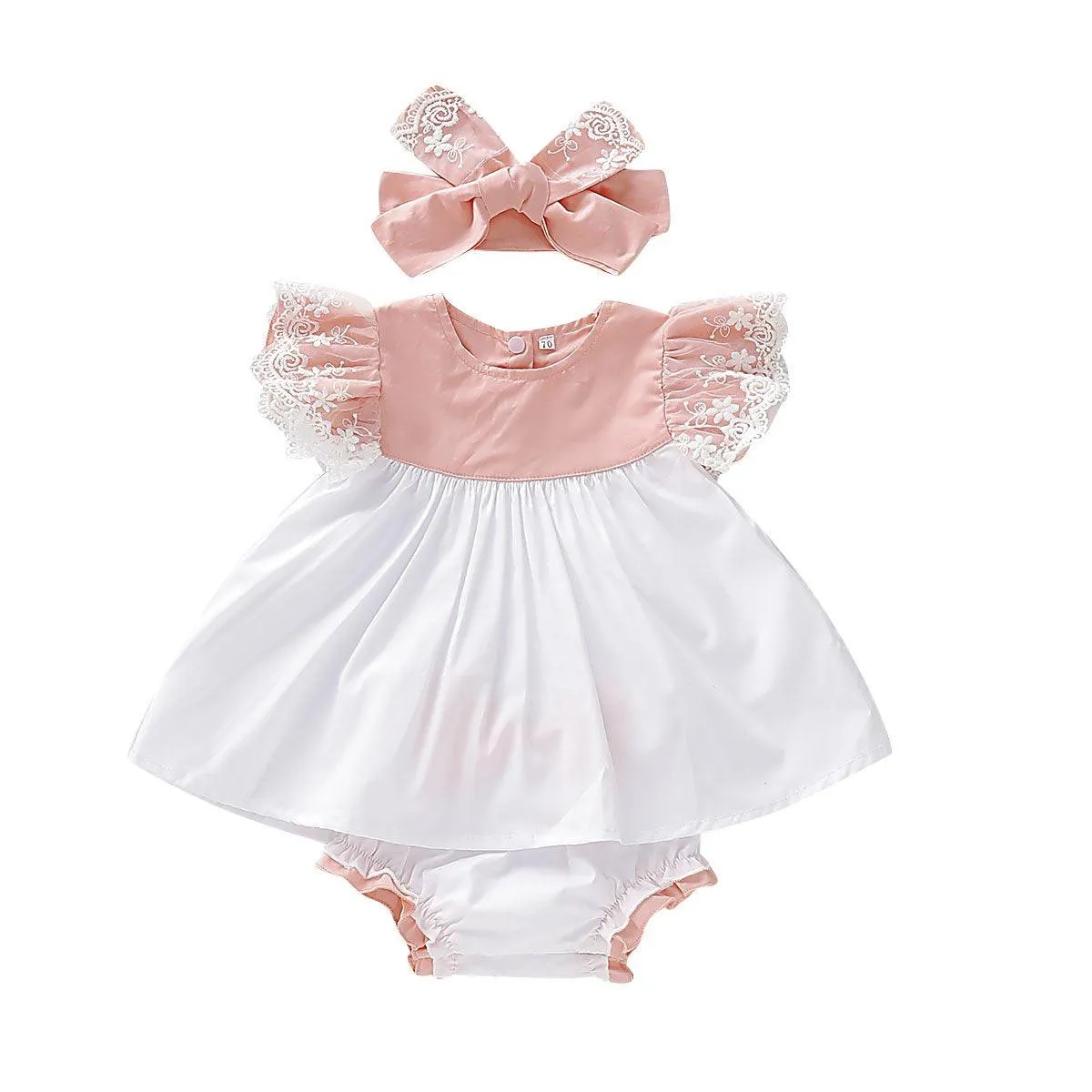 3-Piece Ruffled Top, Bow Decor Shorts and Headband