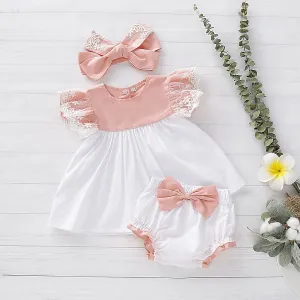 3-Piece Ruffled Top, Bow Decor Shorts and Headband