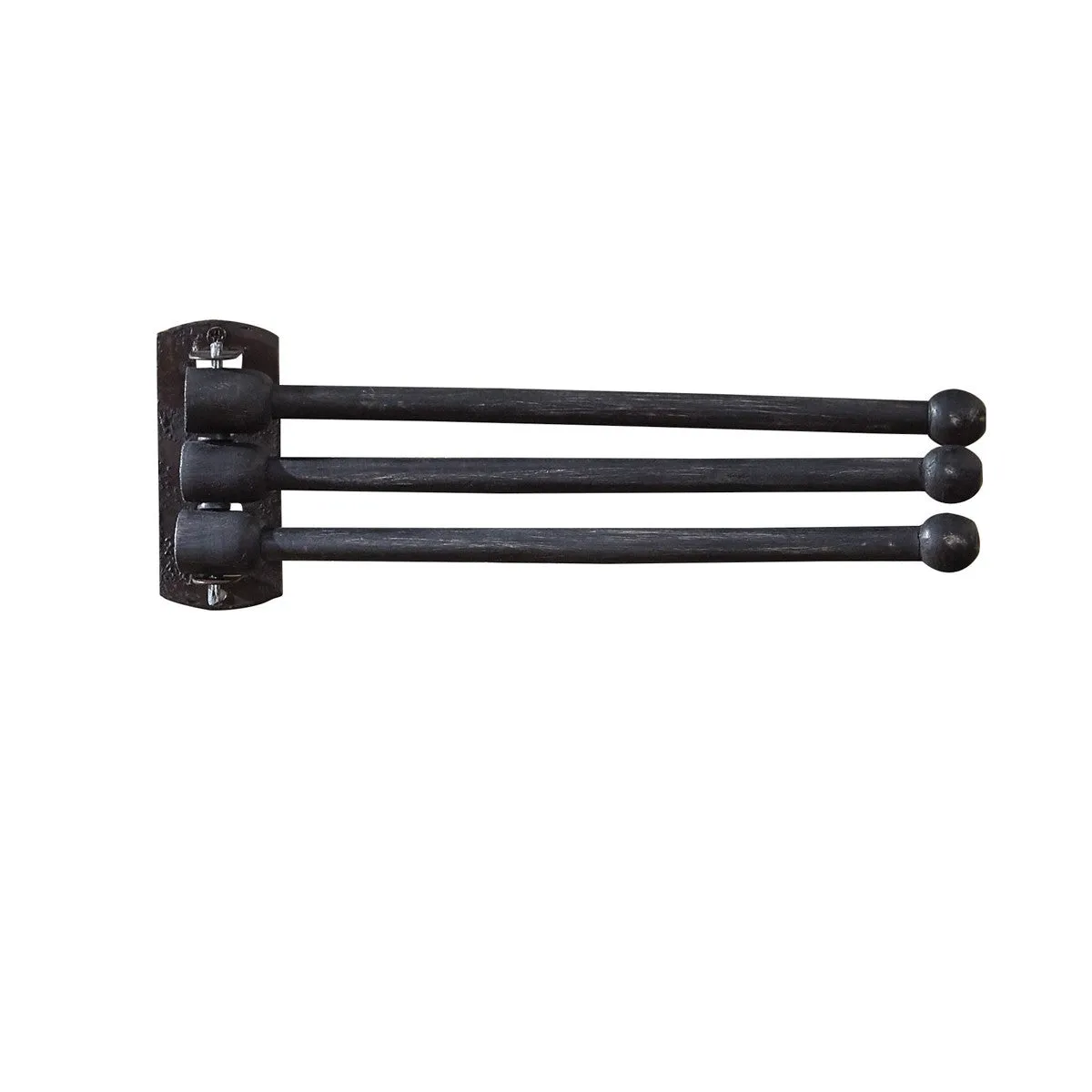 3 Prong Wood Towel Rack - Black