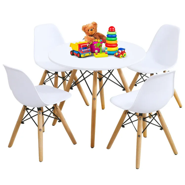 5-Piece Kids Table & Chairs Set with 4 Armless Chairs