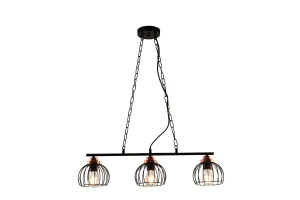 5047 3 Light Pendant Light in Black