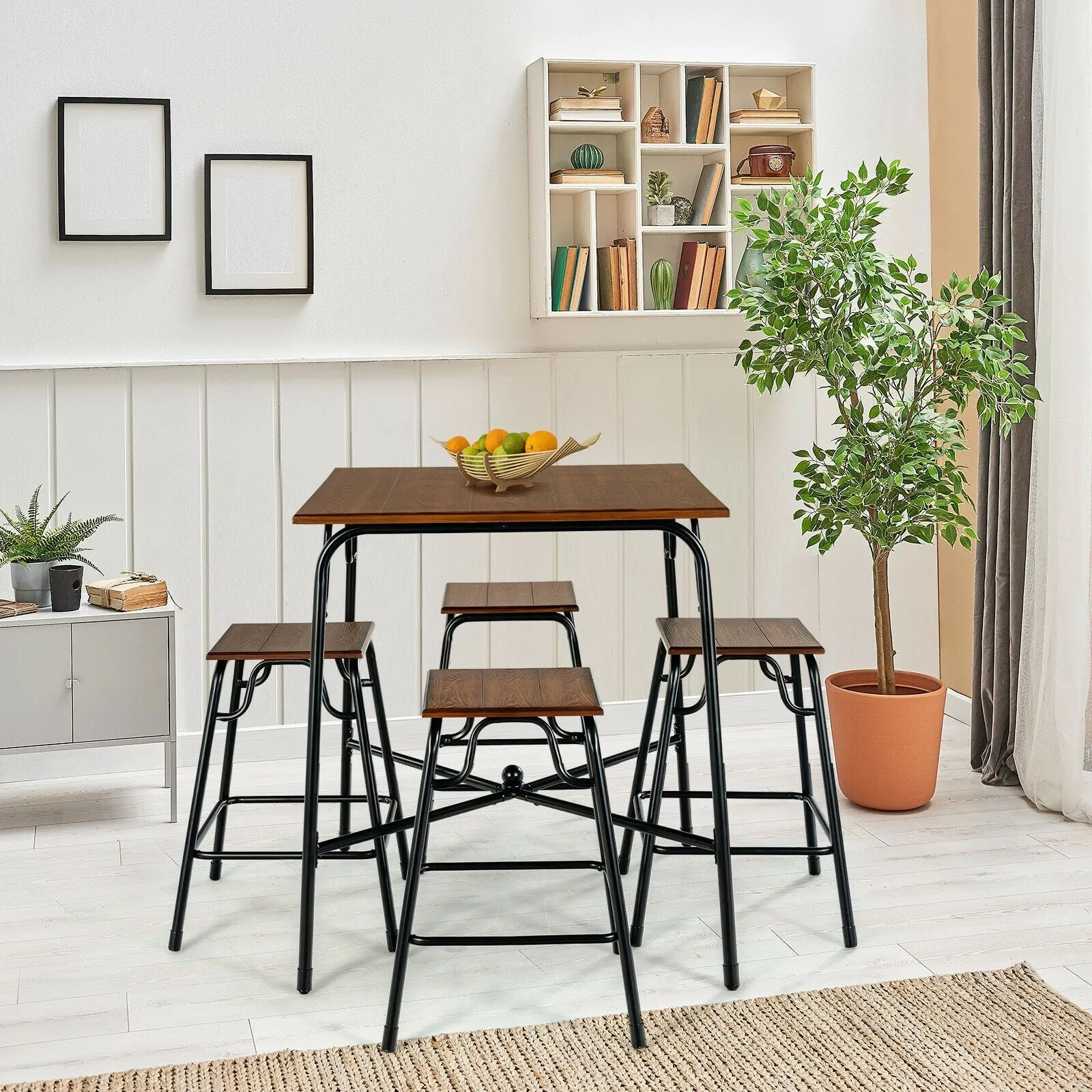 5pc Bar Table Set - Rustic Brown