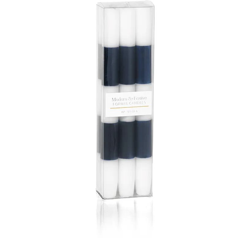 6-PIECE MODERN & FESTIVE BLUE FORMAL CANDLE SET, SET OF 2