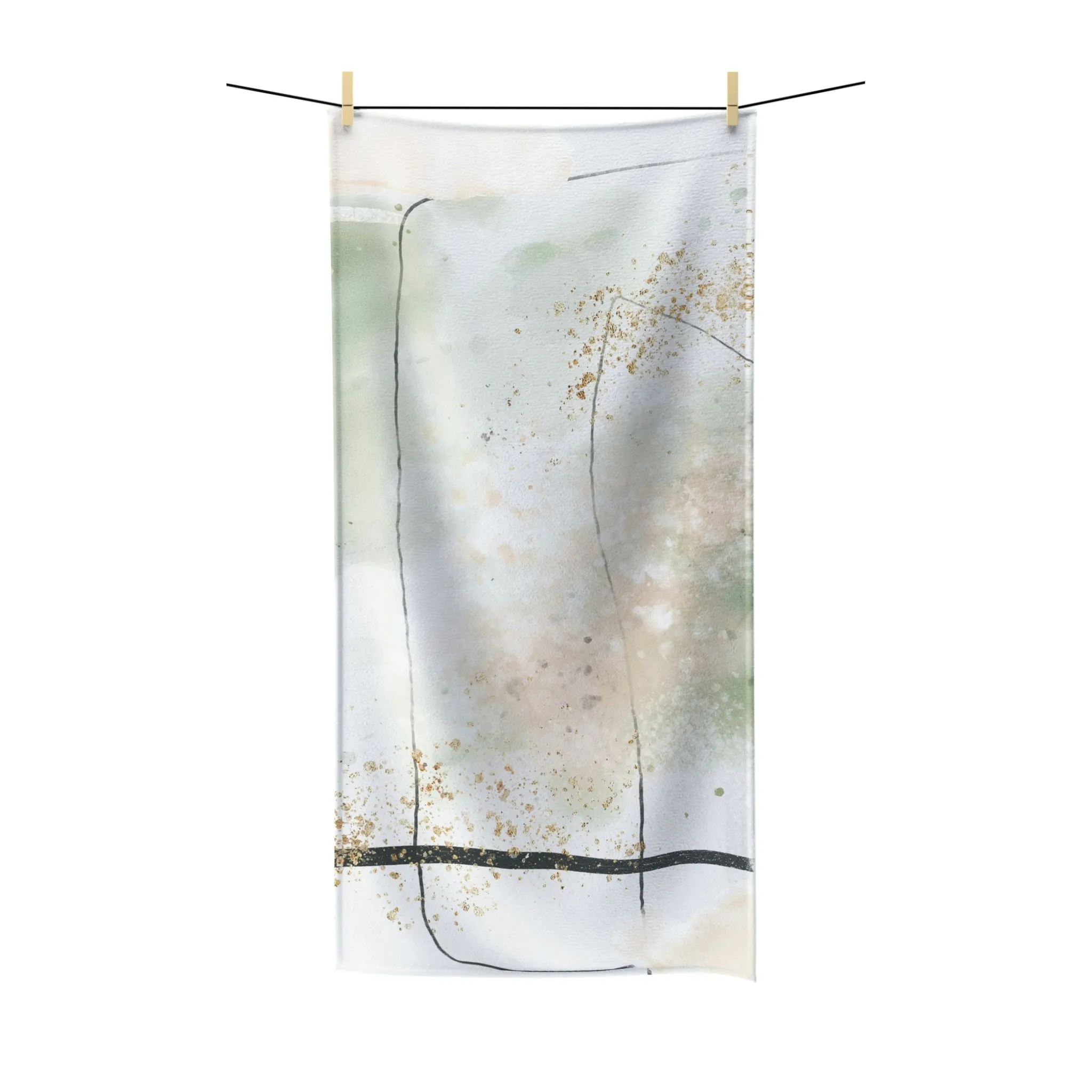 Abstract Boho Bath Towel | White Sage Green Ombre