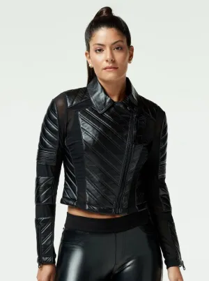 Acceleration Asym Moto Mesh Leather Jacket