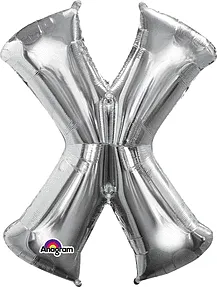 Anagram - 34" Letter 'X' Mylar Balloon - Silver