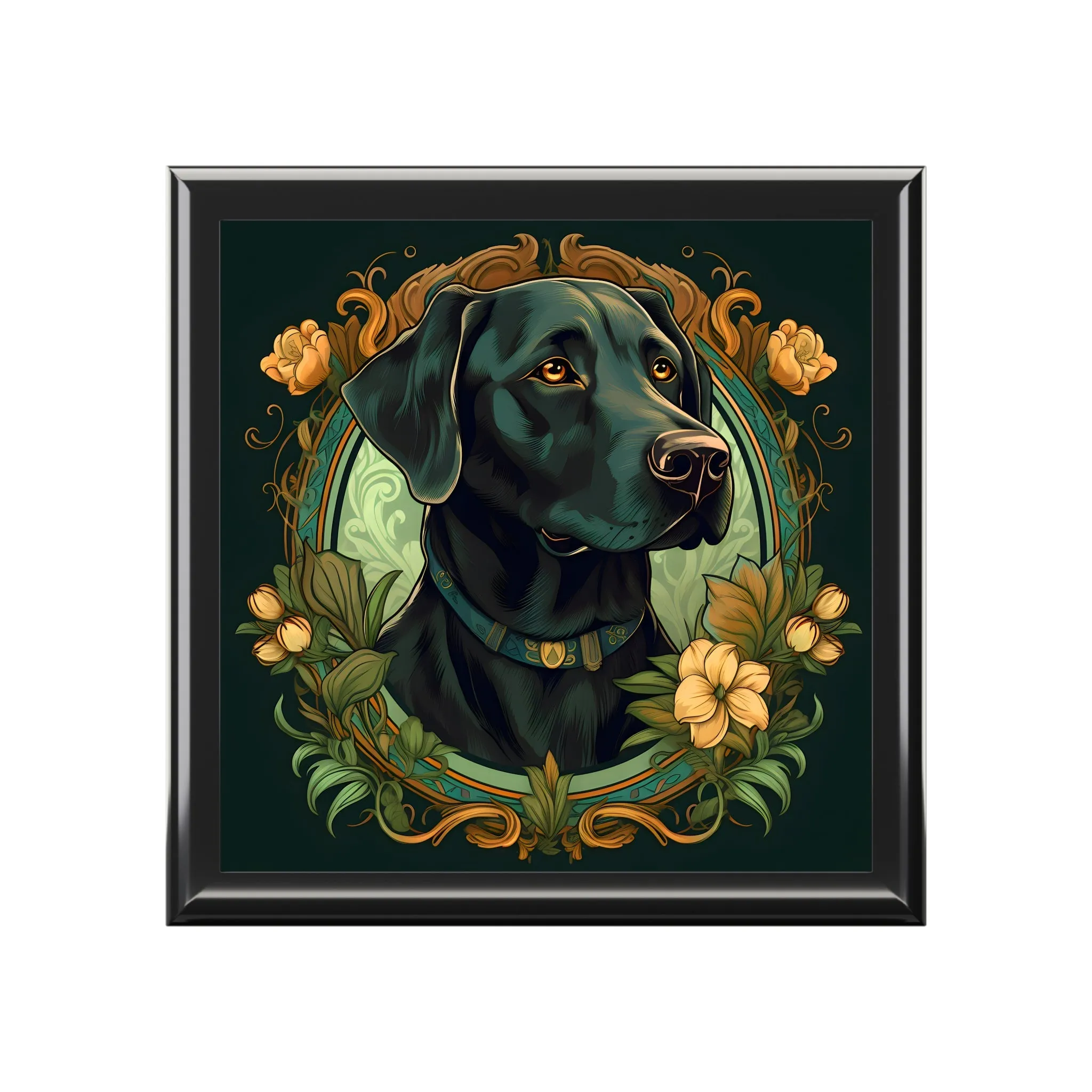 Art Nouveau Labrador Retriever Portrait Art Print Gift and Jewelry Box