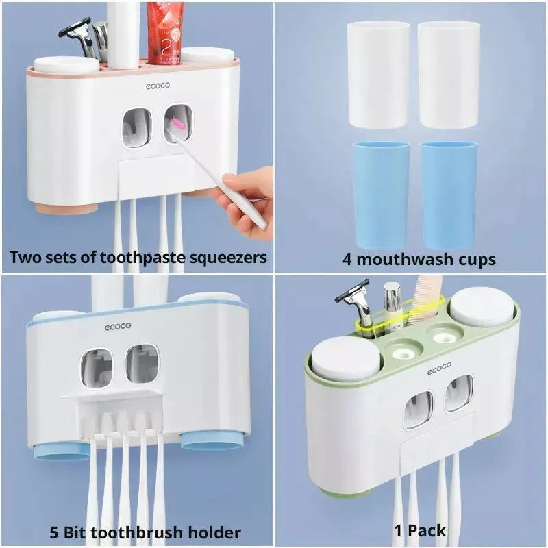 Automatic Toothpaste Squeezer Toothbrush Holder Set