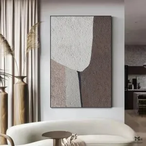 Beige Abstract Painting Contemporary Living Room Decor Ap121