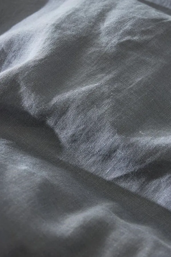 Belgian Washed Linen Charcoal King Fitted Sheet