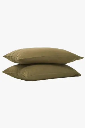 Belgian Washed Linen Olive Standard Pillowcase