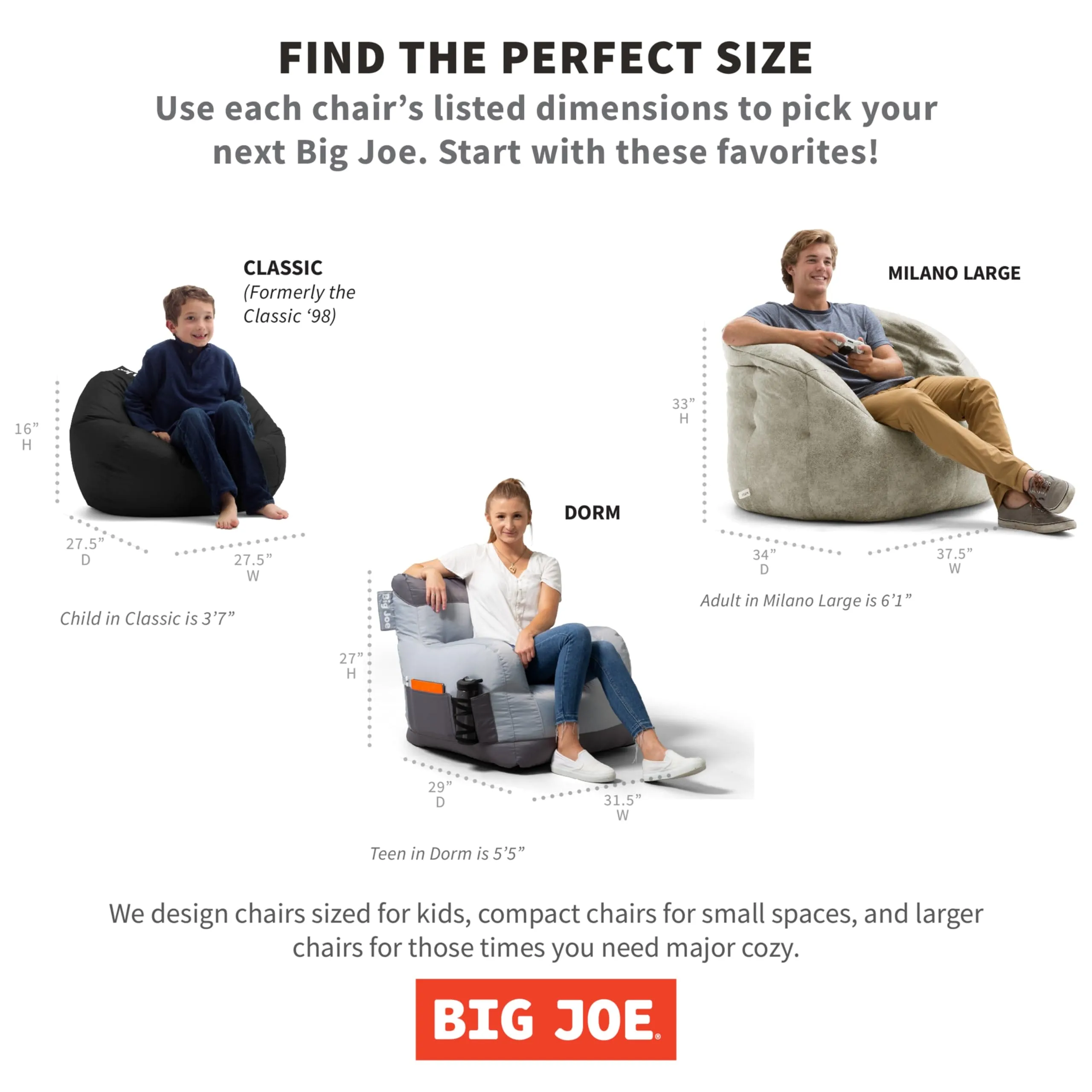 Big Joe Classic Bean Bag Chair, Red Smartmax, Durable Polyester Nylon Blend, 2 feet Round