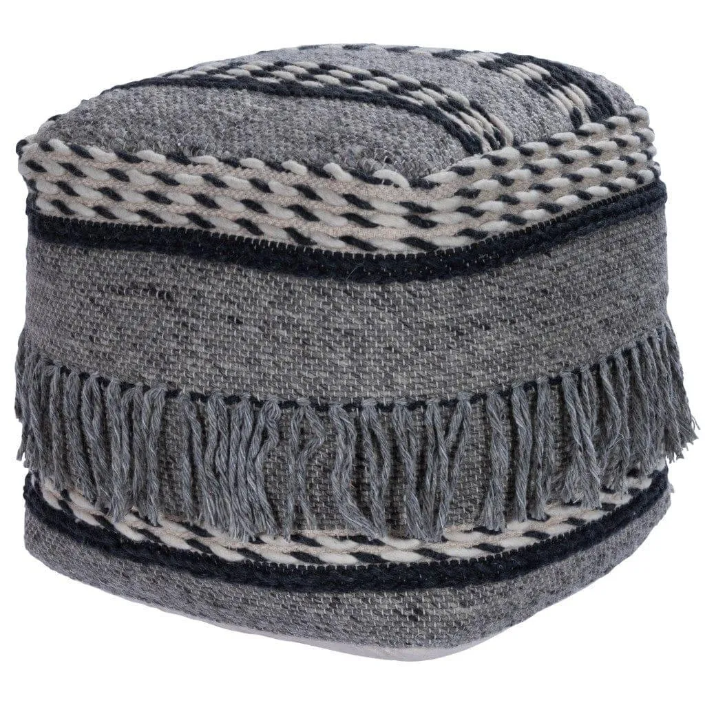 Black & Gray Boho Pouf Ottoman