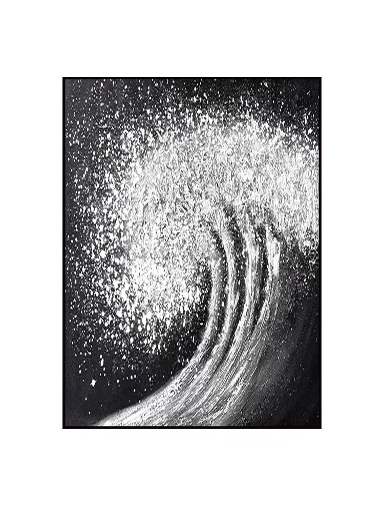 Black White Waves Painting