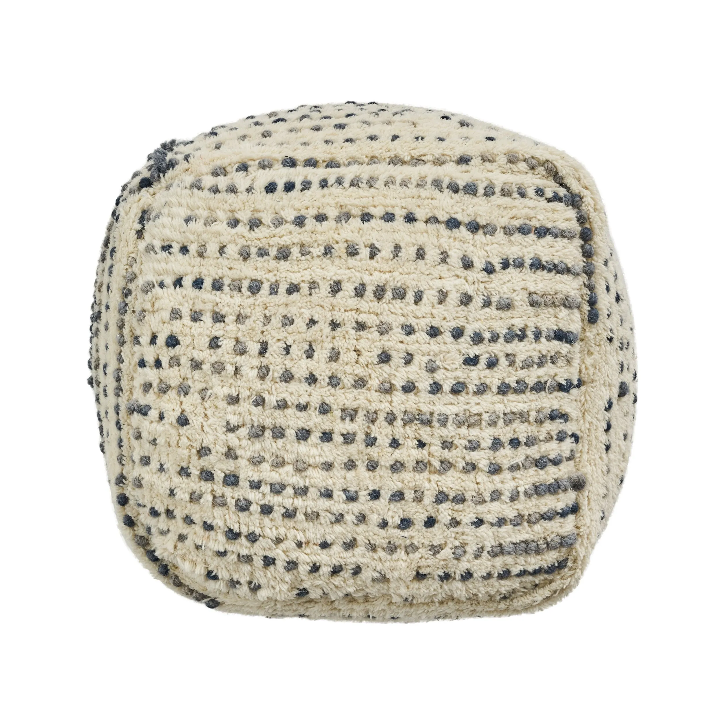 Boho Wool and Cotton Ottoman Pouf - NH423903