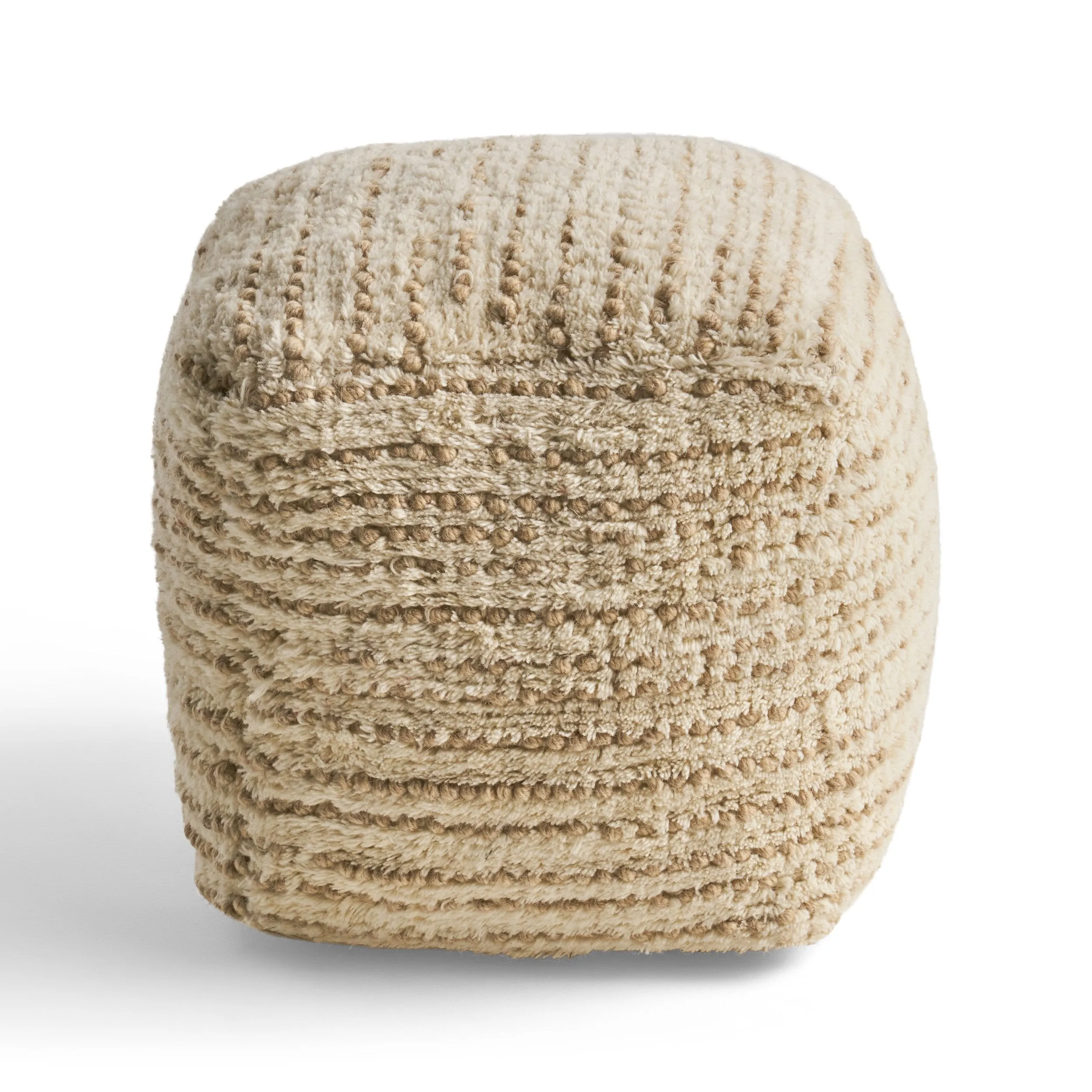 Boho Wool and Cotton Ottoman Pouf - NH423903