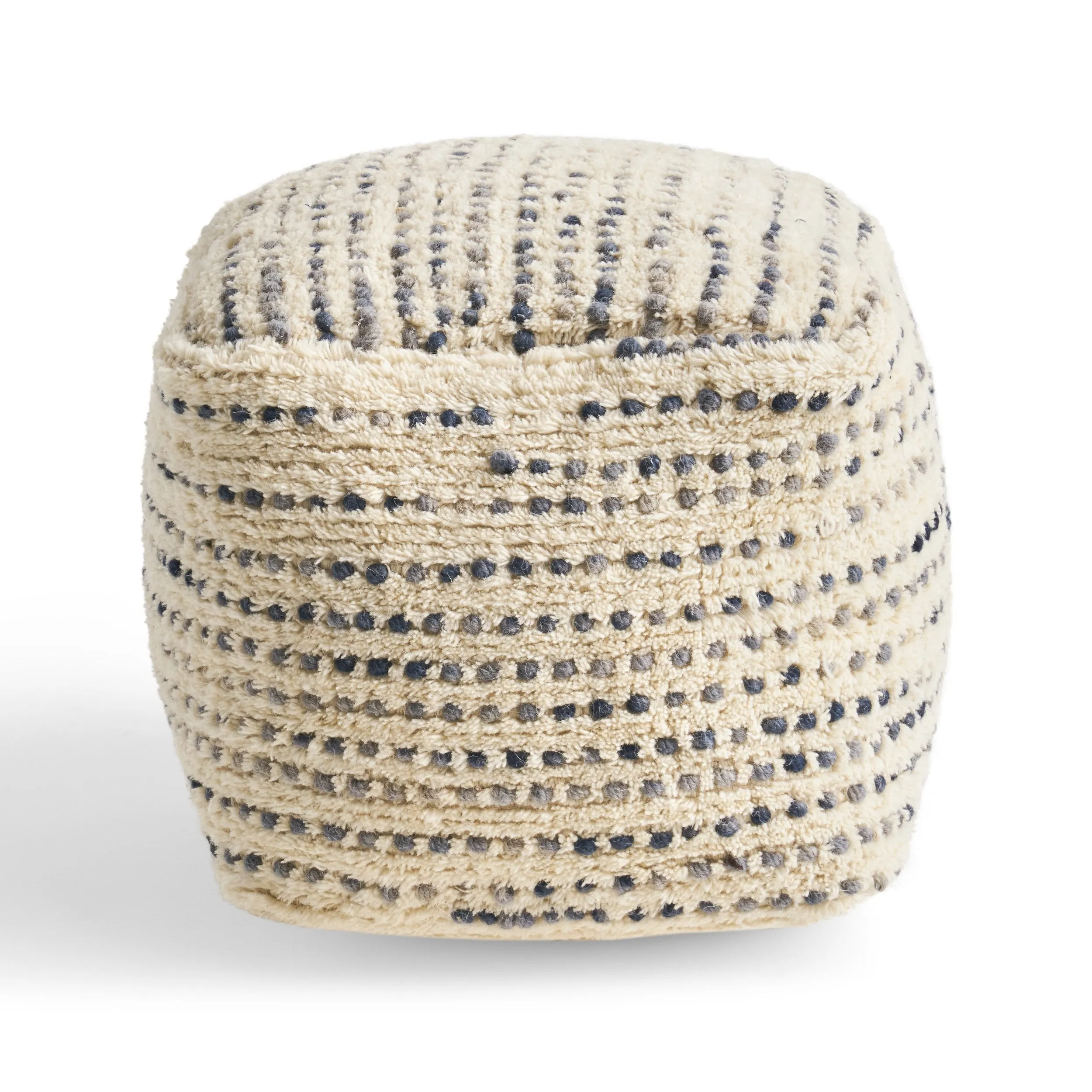 Boho Wool and Cotton Ottoman Pouf - NH423903