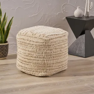 Boho Wool and Cotton Ottoman Pouf - NH423903