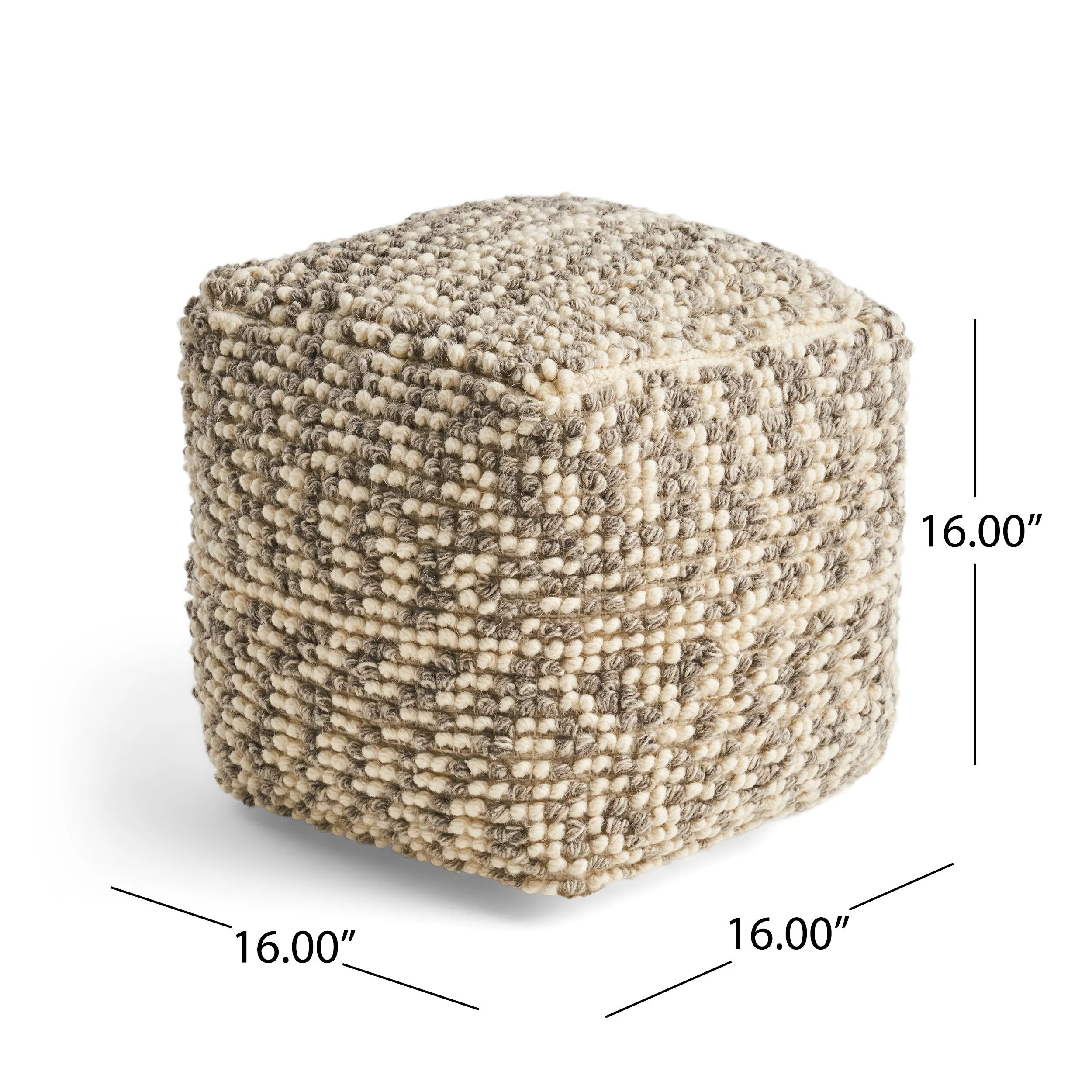 Boho Wool and Cotton Ottoman Pouf - NH823903