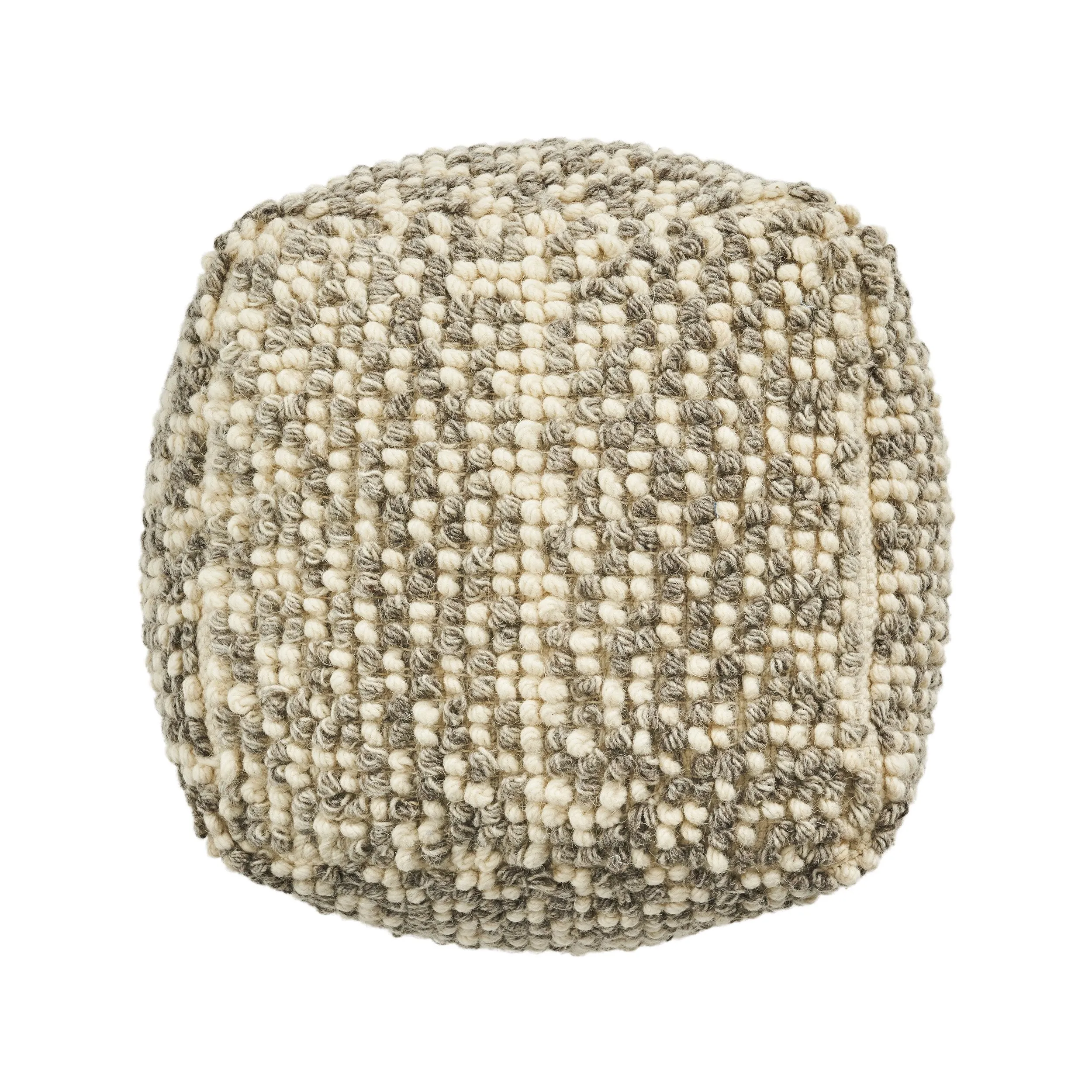 Boho Wool and Cotton Ottoman Pouf - NH823903