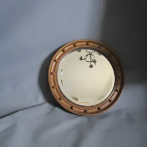 Classic Round Porthole Gilded Wall Mirror Vintage c1950