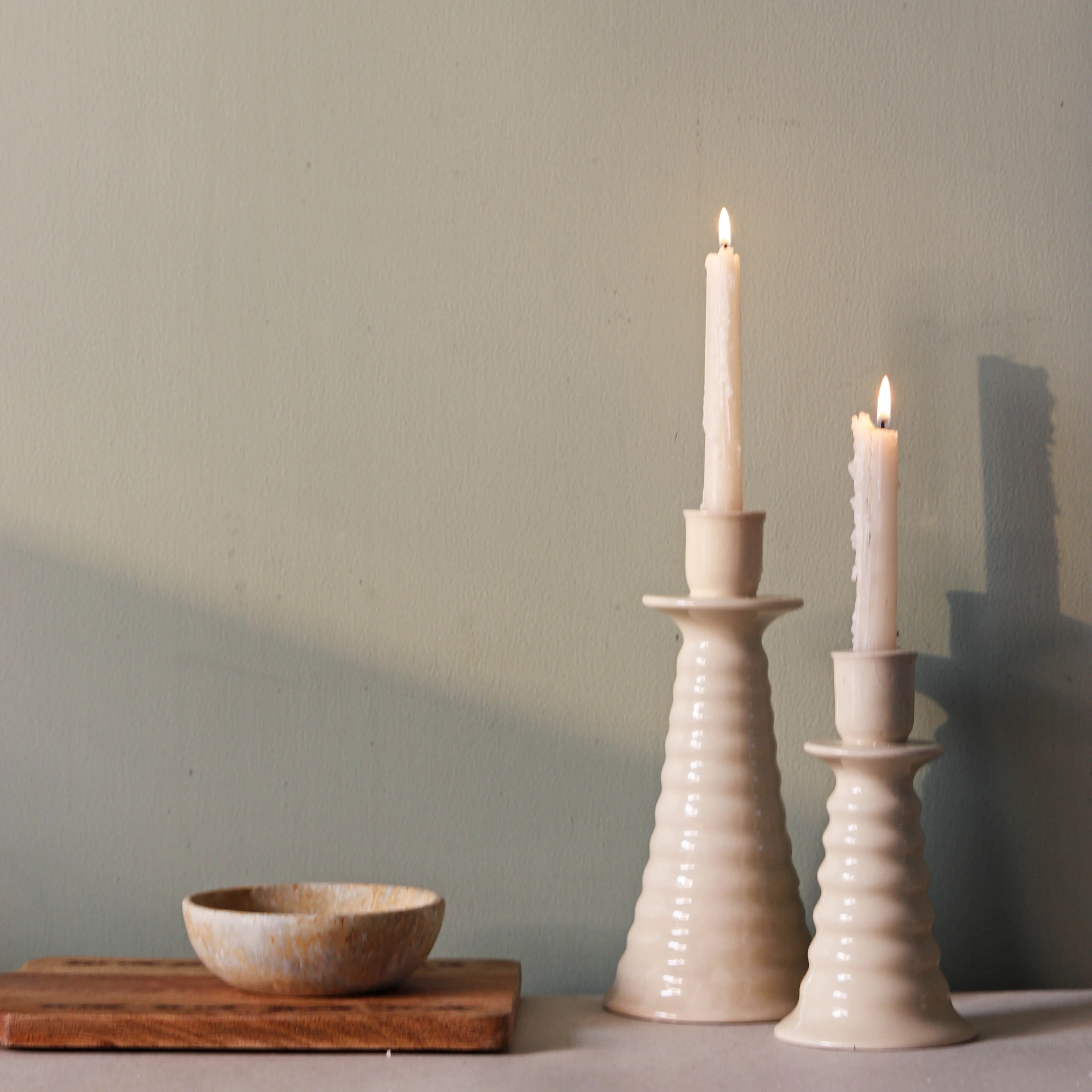 Coil Candle holder small beige