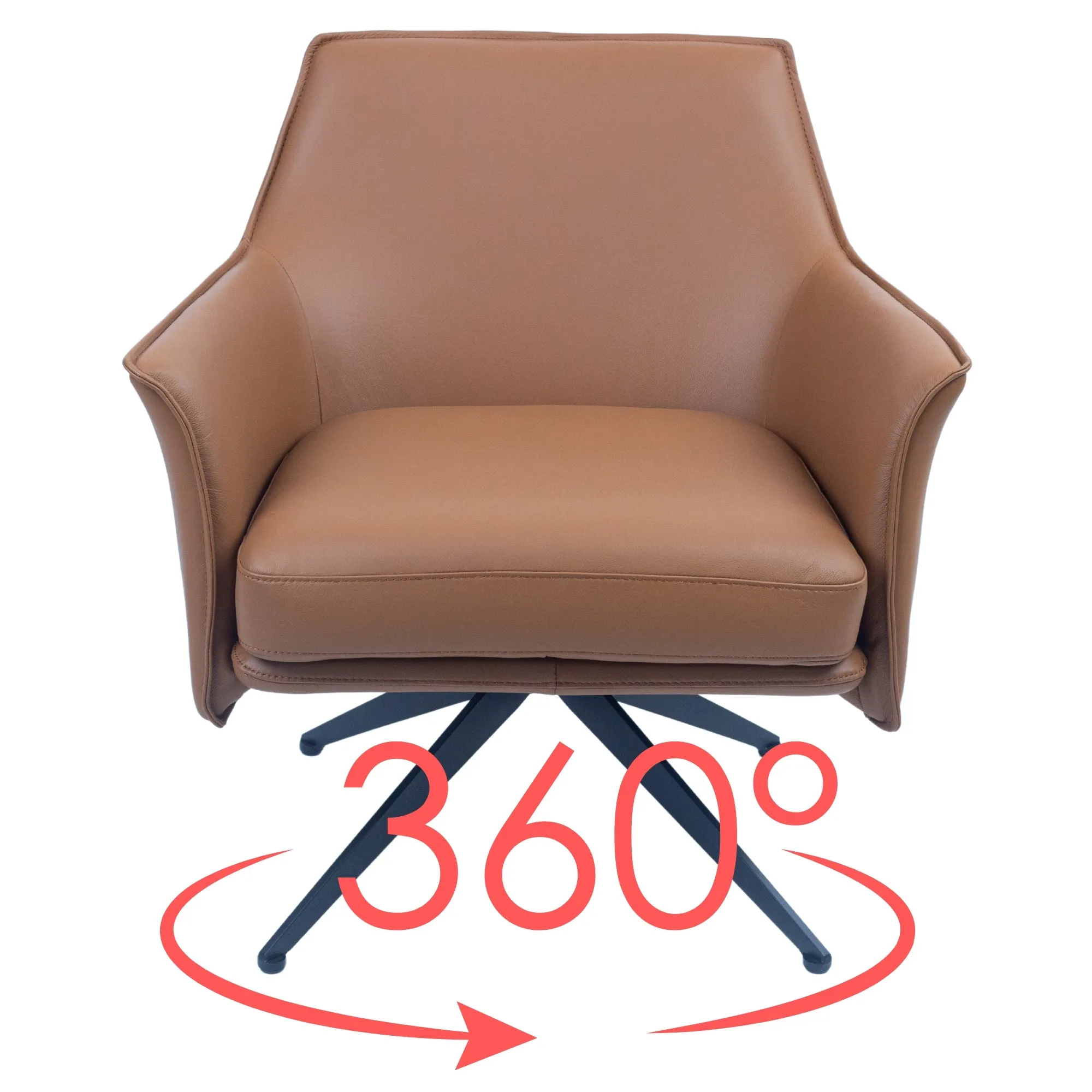 Comfortable Swivel Buffalo Leather Chair with Metal Legs