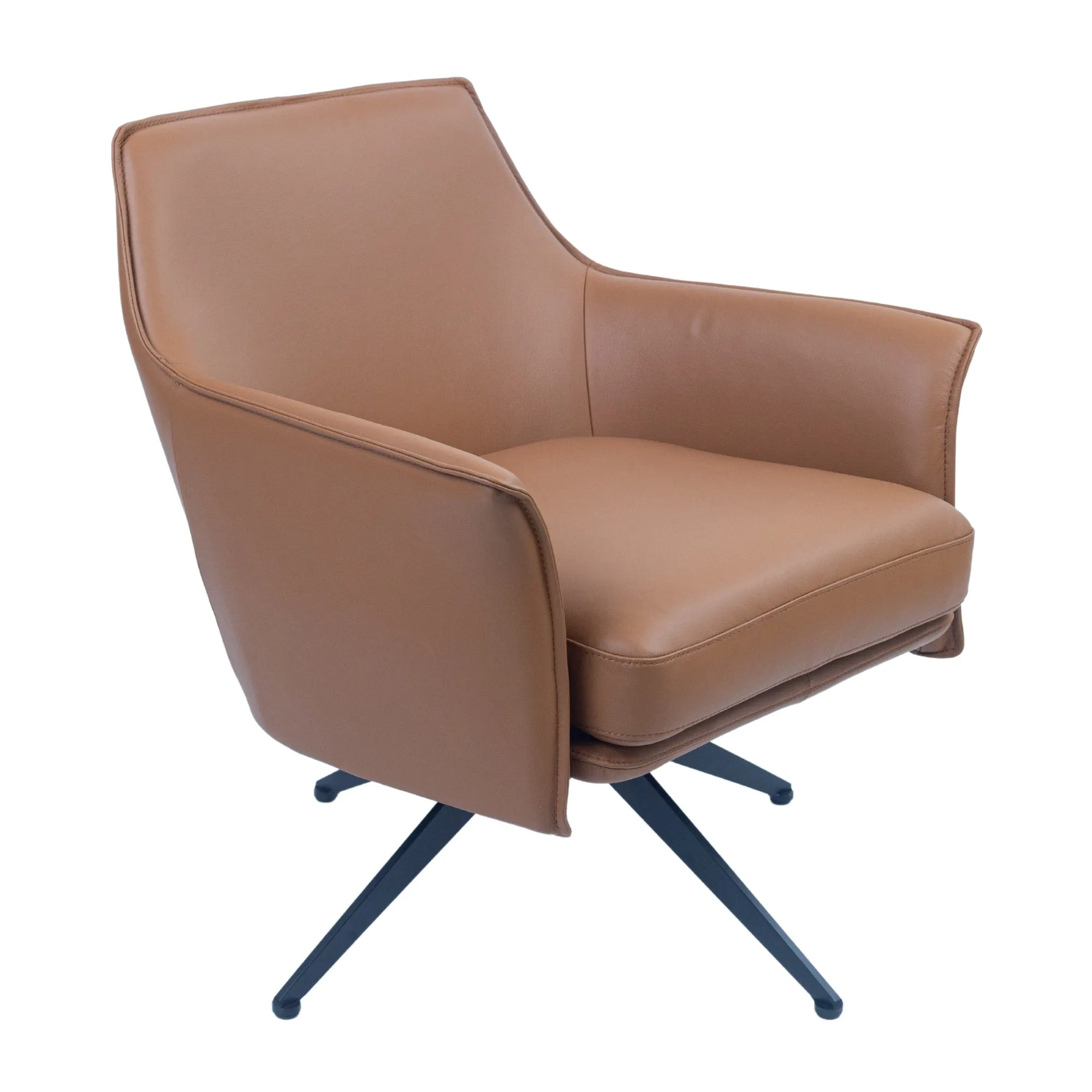 Comfortable Swivel Buffalo Leather Chair with Metal Legs