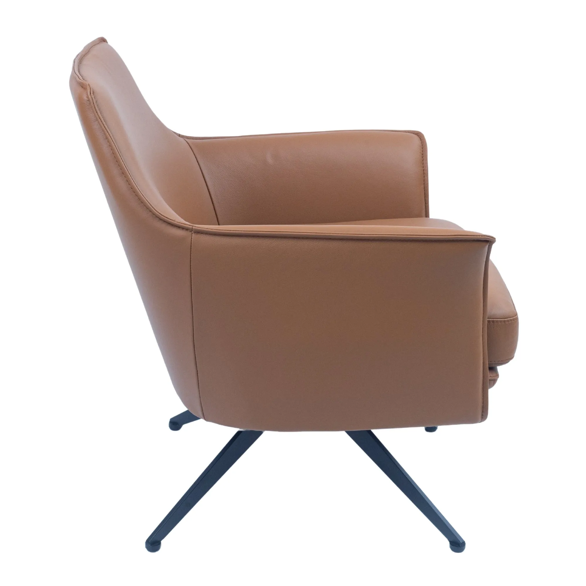 Comfortable Swivel Buffalo Leather Chair with Metal Legs