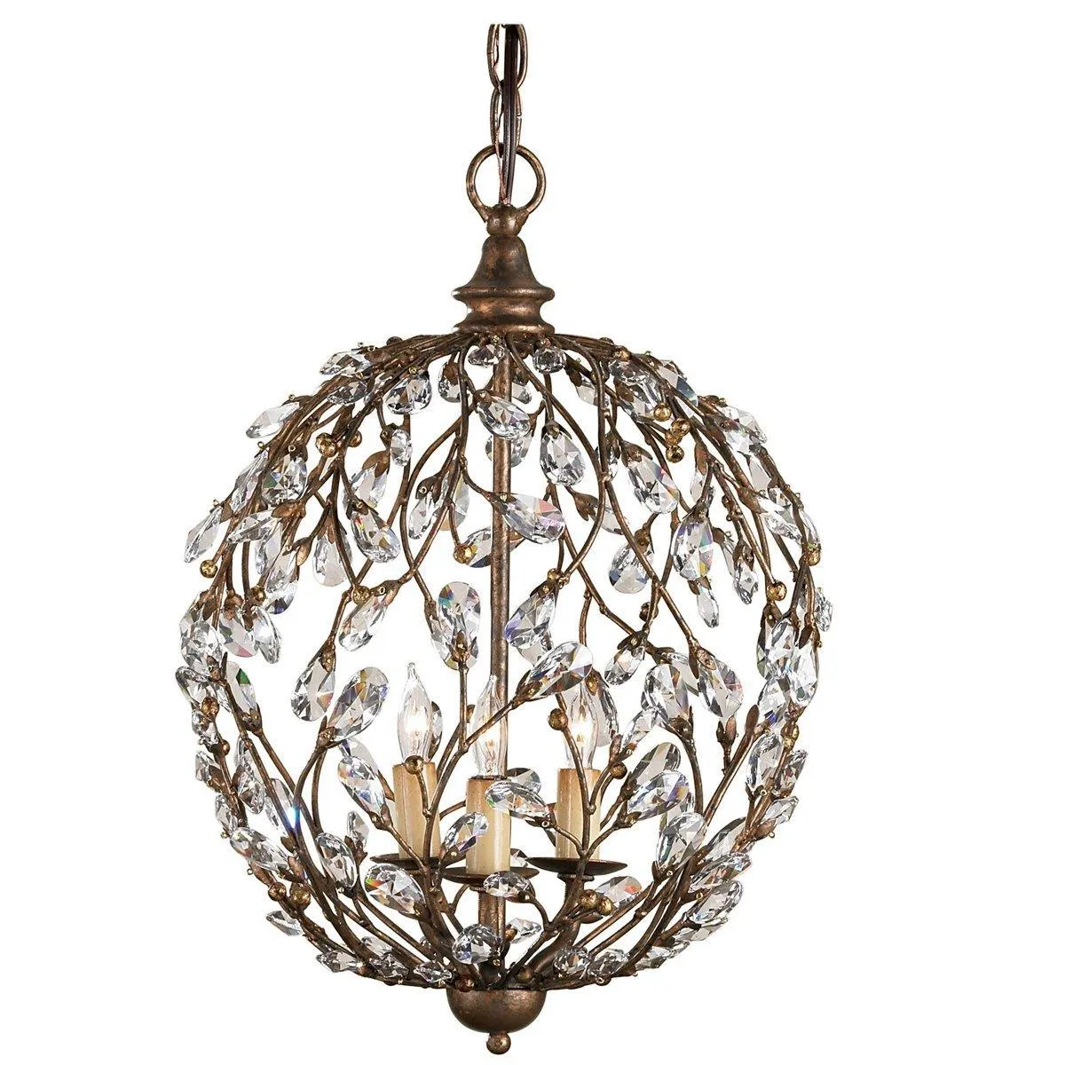 Crystal Bronzed Globe Chandelier