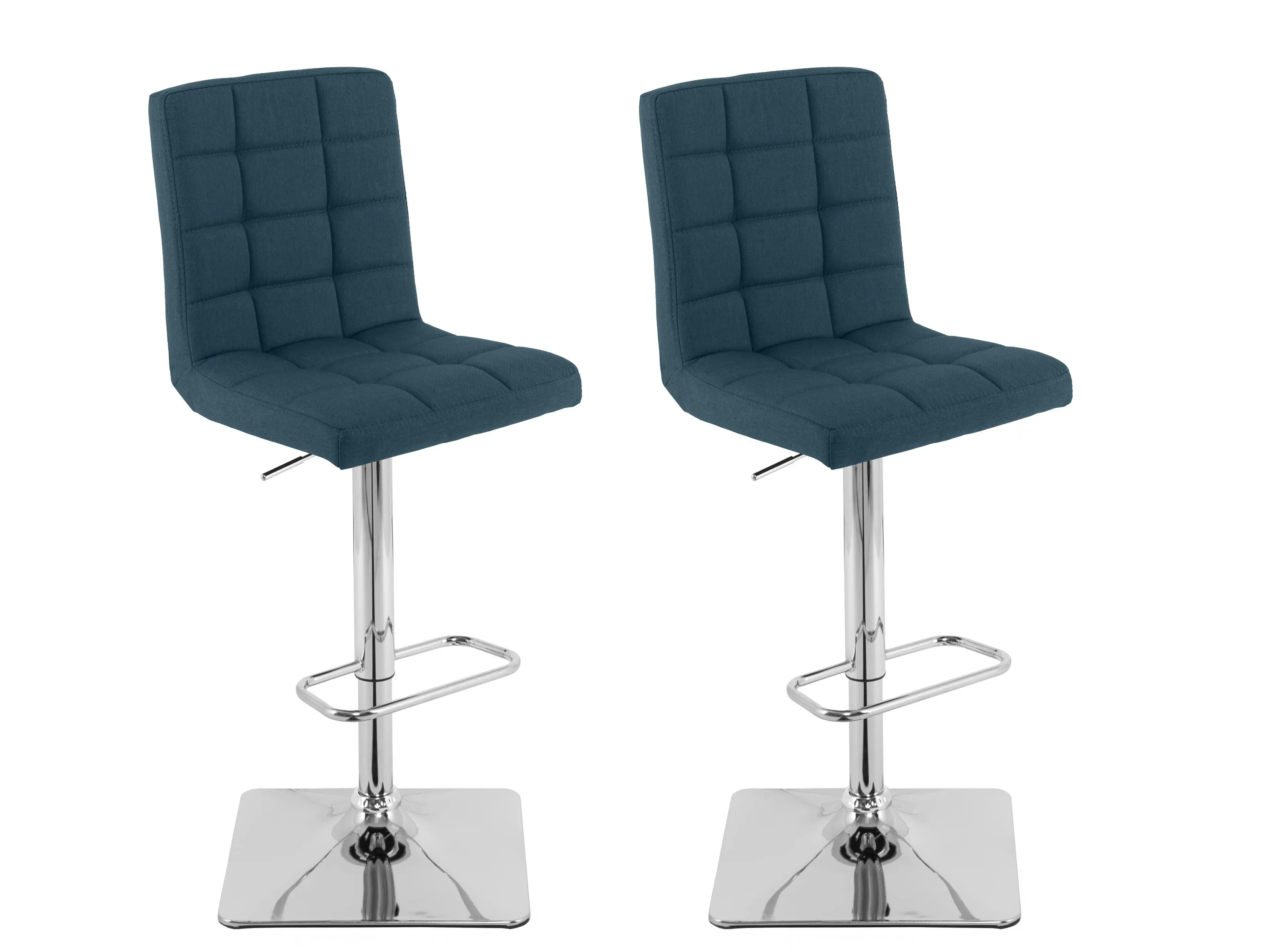 Dark Blue High Back Bar Stools, Set of 2