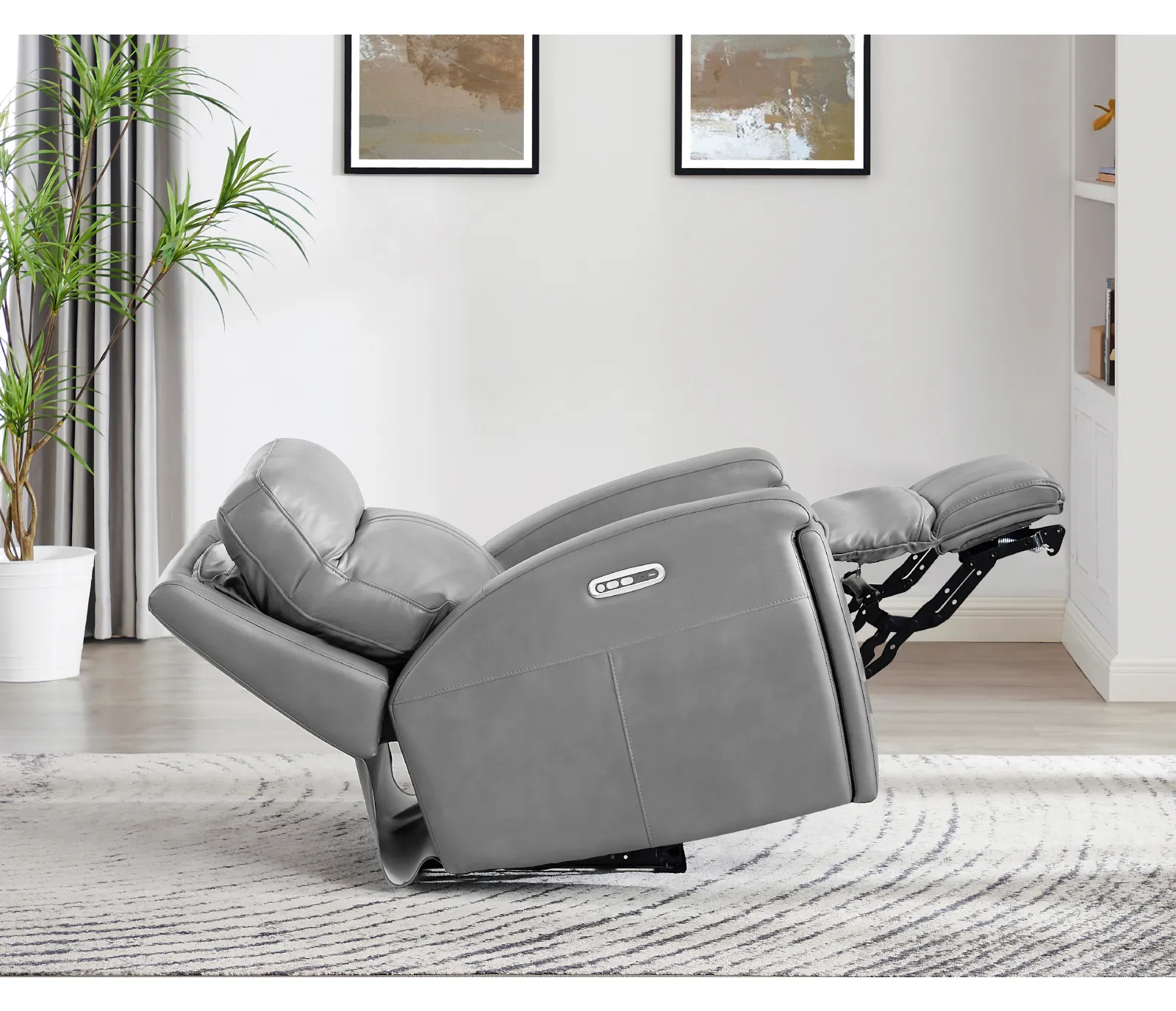 Denali Chair - Power Reclining w/ Power Headrest - Silver Grey Leather