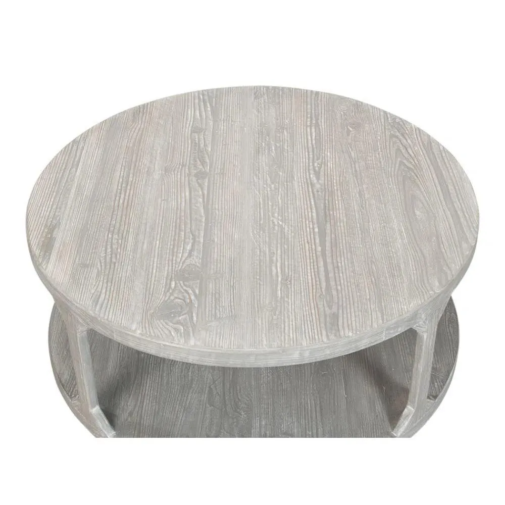 Devon Round Coffee Table With Storage Shelf Moonskin Grey