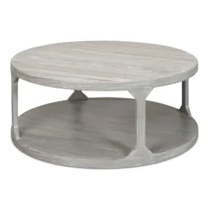 Devon Round Coffee Table With Storage Shelf Moonskin Grey