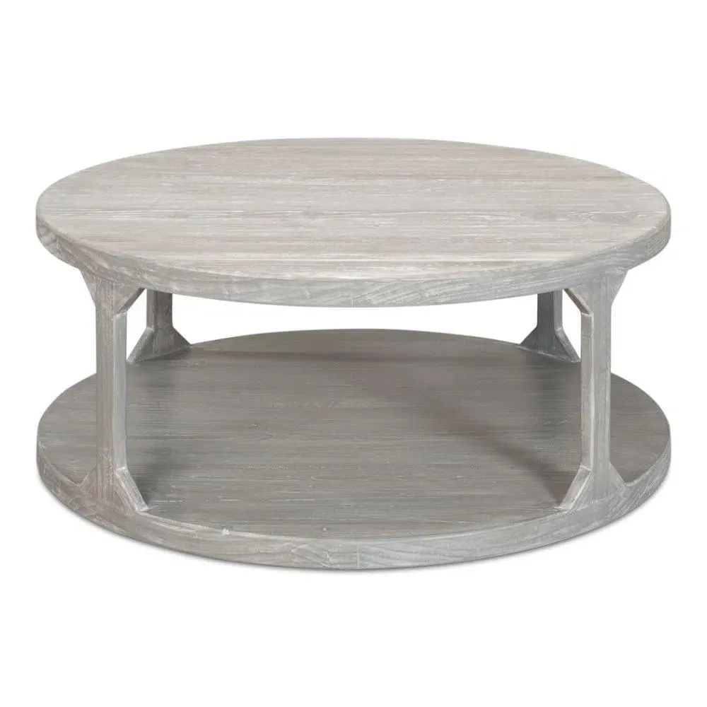 Devon Round Coffee Table With Storage Shelf Moonskin Grey