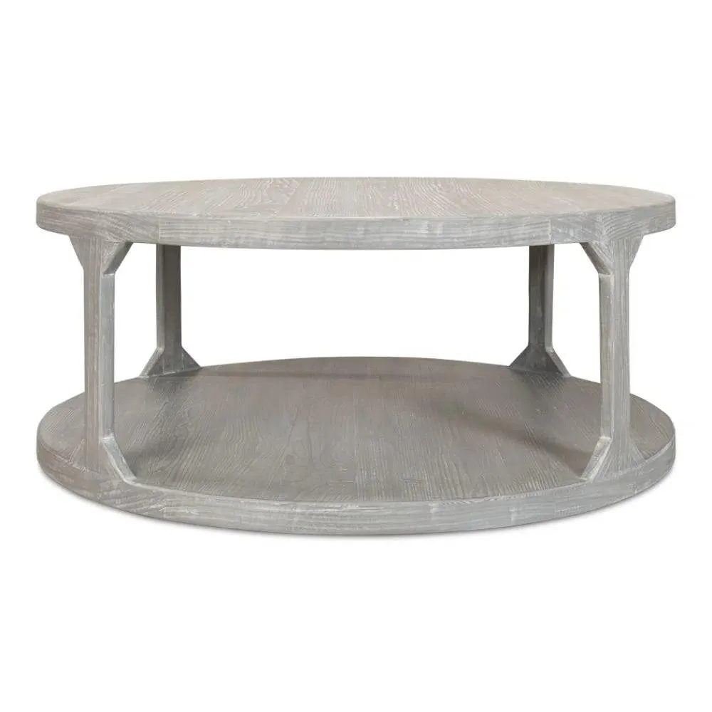 Devon Round Coffee Table With Storage Shelf Moonskin Grey