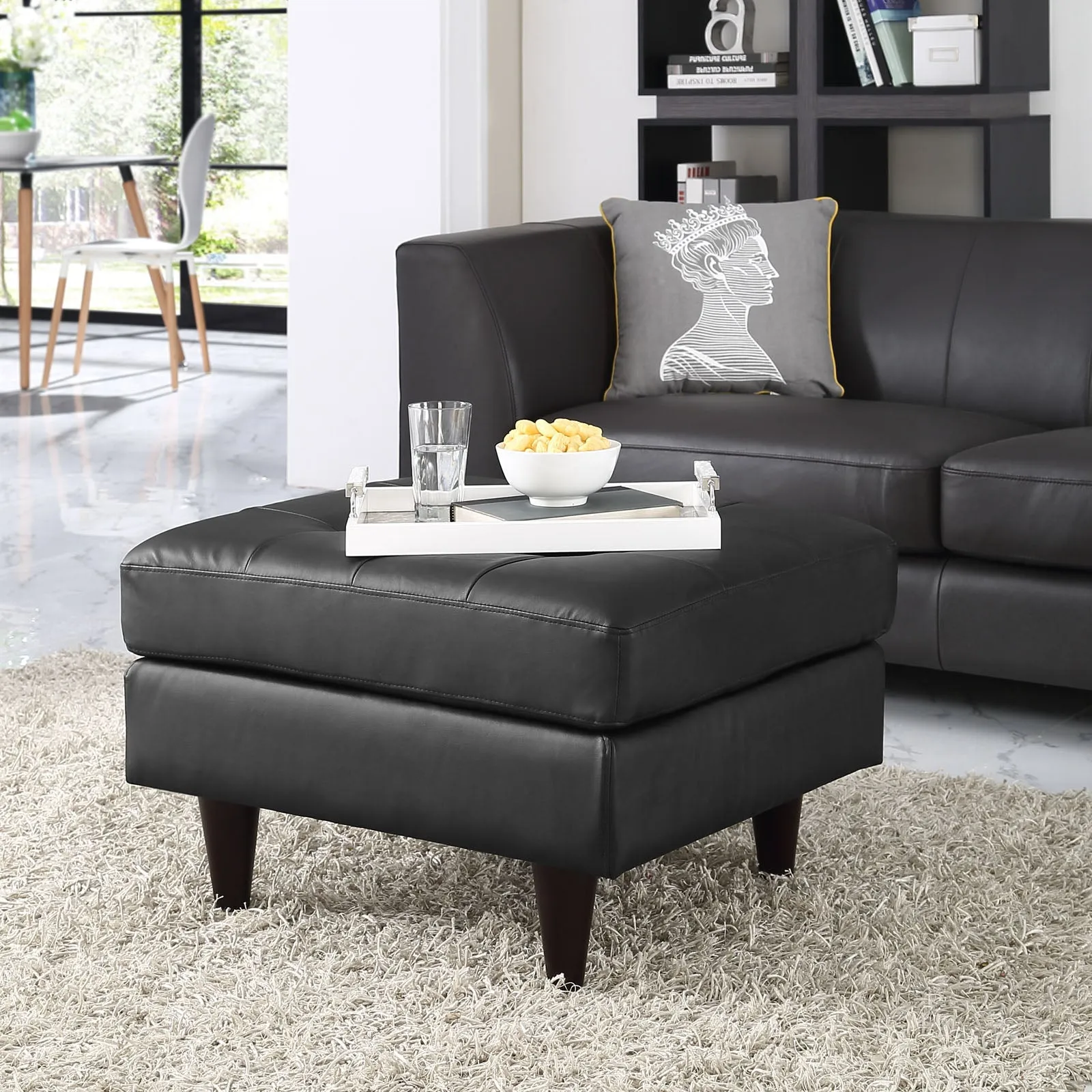 Empress Bonded Leather Ottoman