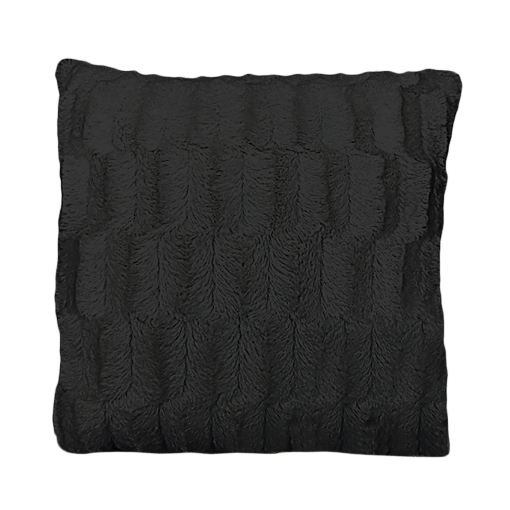 Faux Fur Decorative Pillow - Black