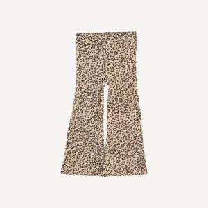 flare leg pant | deep taupe leopard | organic cotton interlock