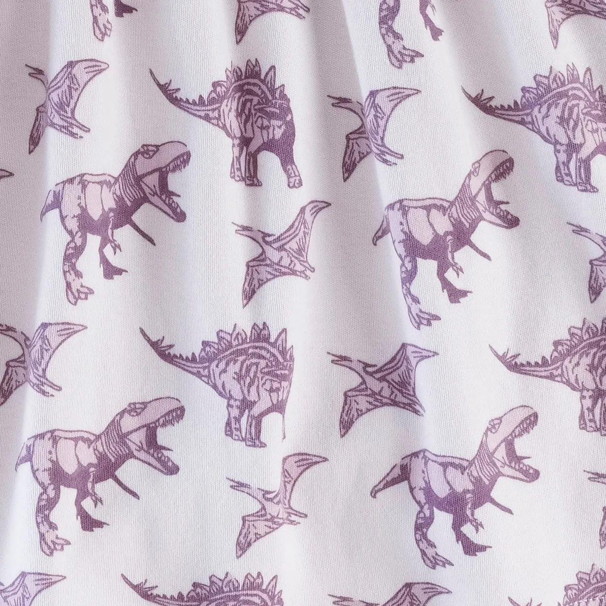 flutter sleeve dress | purple dinosaur | organic cotton interlock