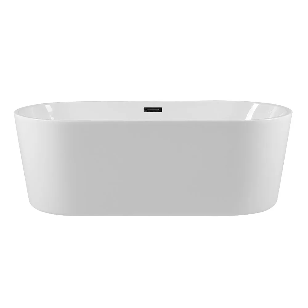 Free Standing Bath Tub 60"L x 30"W x 23"H, Acrylic, Glossy, Oval, Center Drain, 61 Gallons