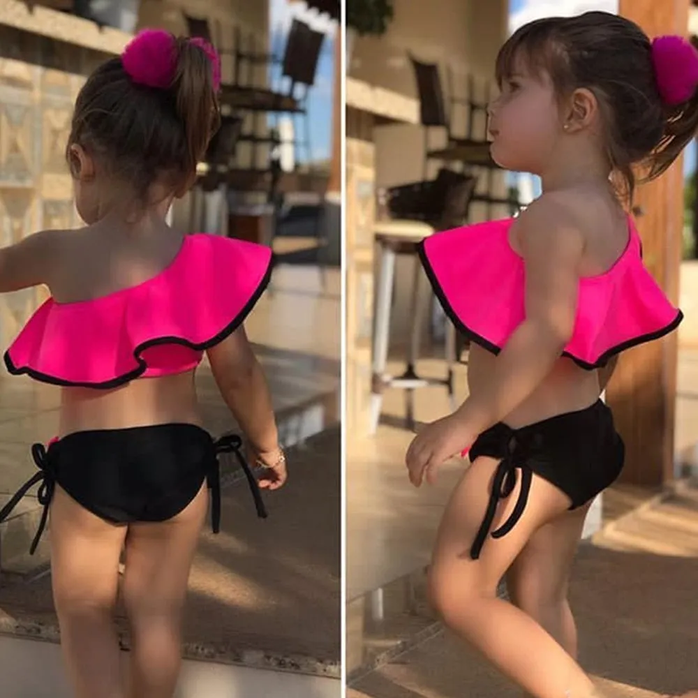 Girls Bow Decor 2 Pcs Swimwear