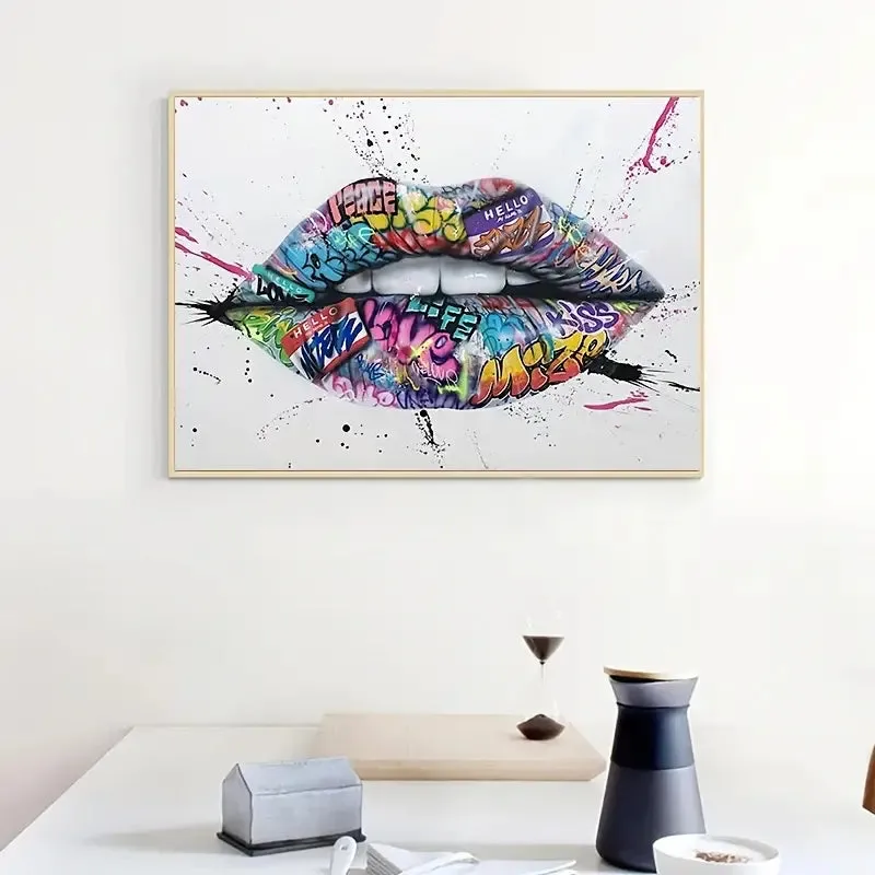 Graffiti Lip Canvas Art Painting